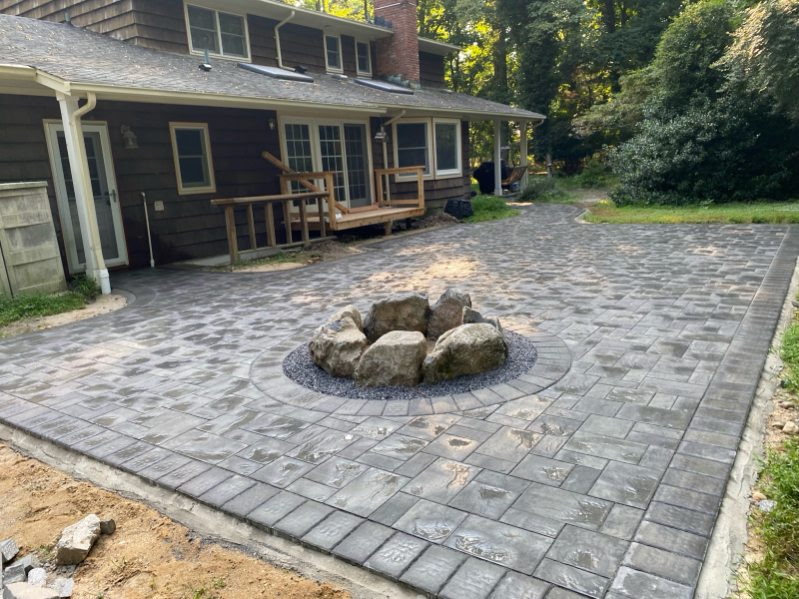 Patio & Fire Pit completed by Colonial Crete in Long Island, NY